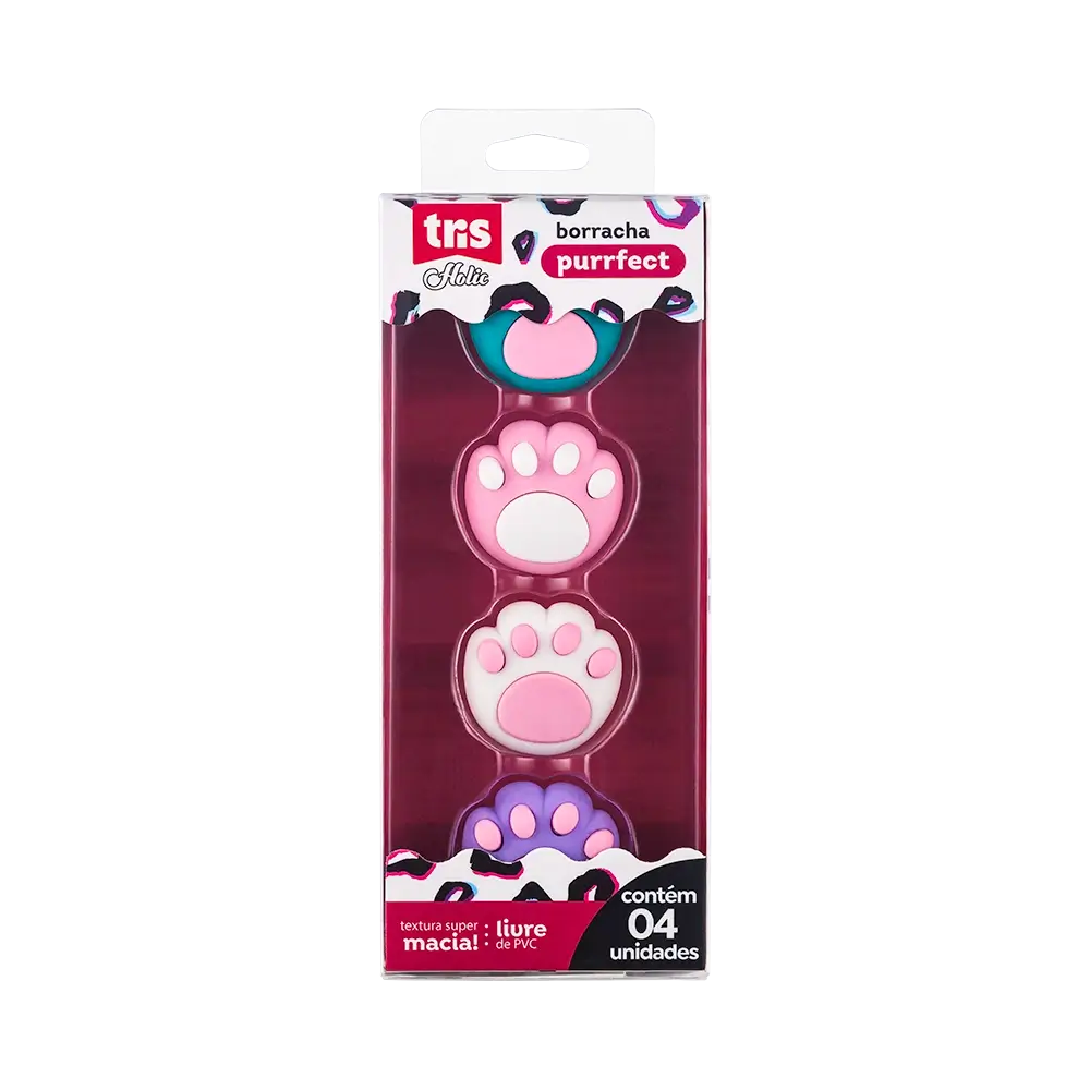Caixa Borracha Holic Patinhas c/ 4und Tris