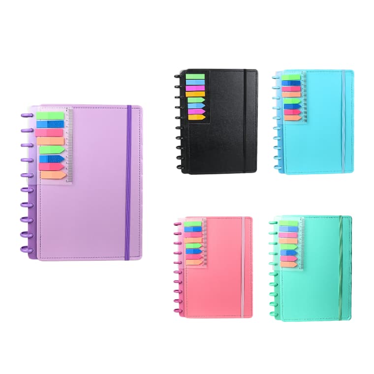 Caderno de Disco Colegial – Capa Lisa com Marcadores
